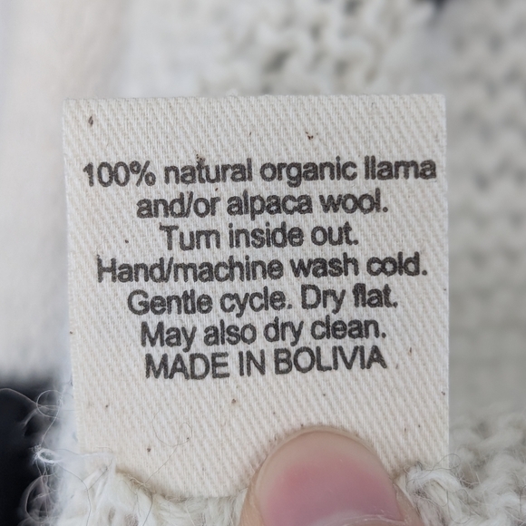 Rogan Organic Llama Alpaca Wool Fair Trade Chevron Cardigan Sweater Sz S/M - Picture 9 of 16